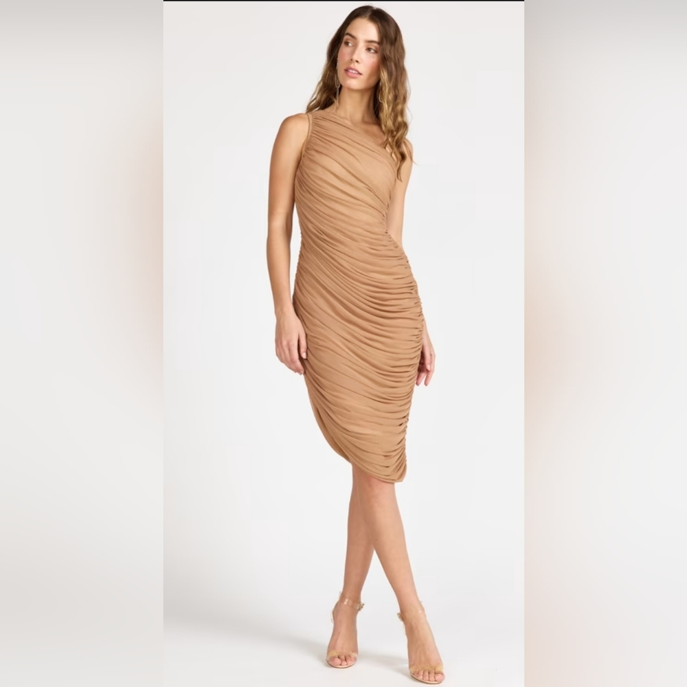 Do + Be Nude One Shoulder Mesh Midi Dress Medium Cocktail